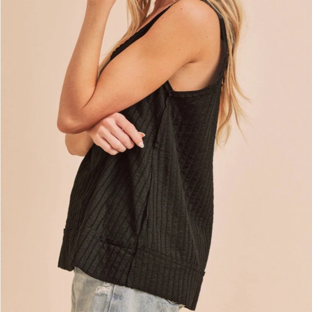 Black Flora Tank Top